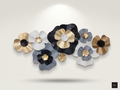Multi-Tone Metal Flower Wall Art Decor | 2x4 Ft (60x120 cm) 3D Floral Wall Sculpture | Black, Grey, White & Gold Botanical Wall Hanging for Living Room, Bedroom & Entryway | Geometcir | Nature |
