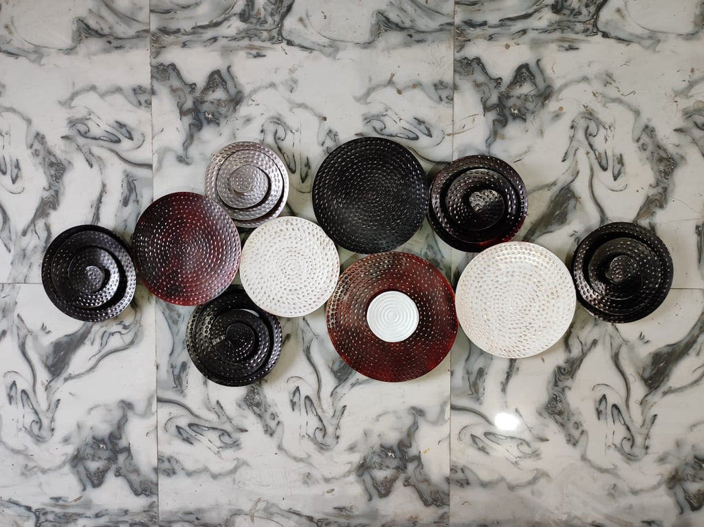 Set of decorative buttons on a marble surface