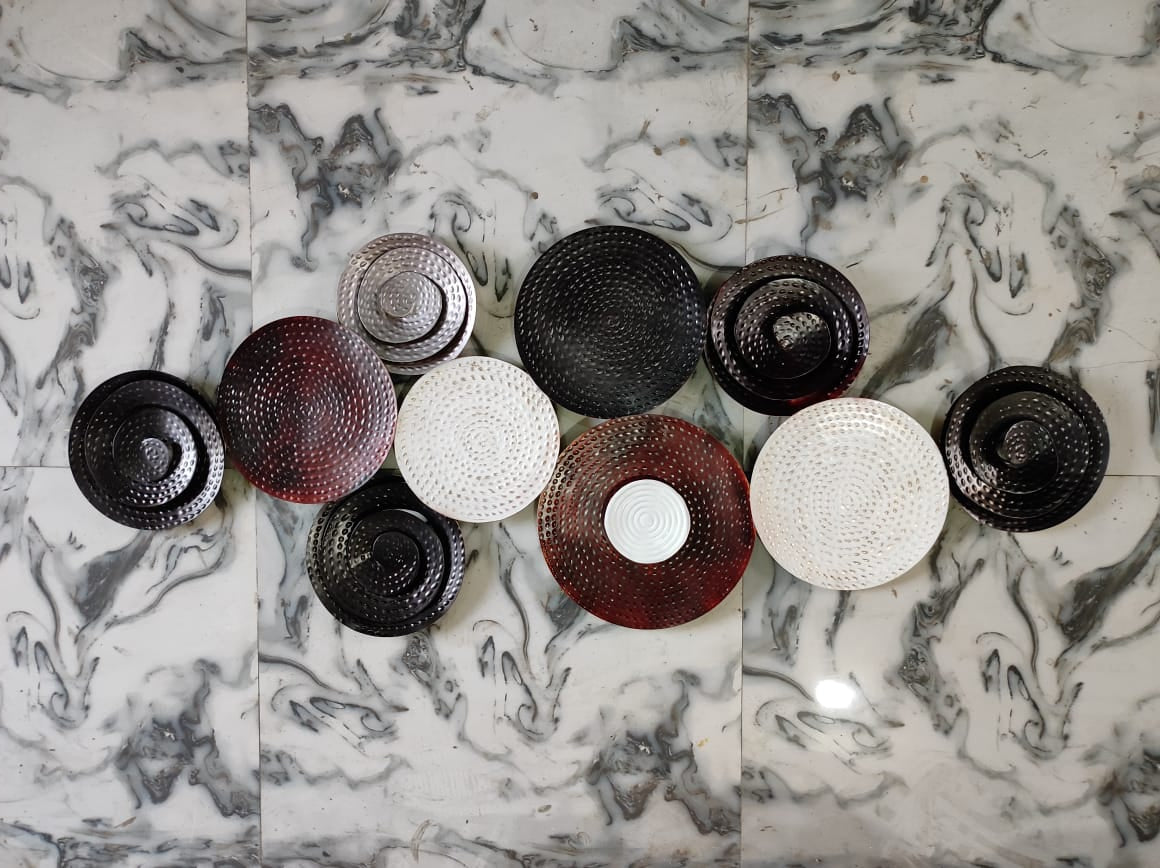 Set of decorative buttons on a marble surface
