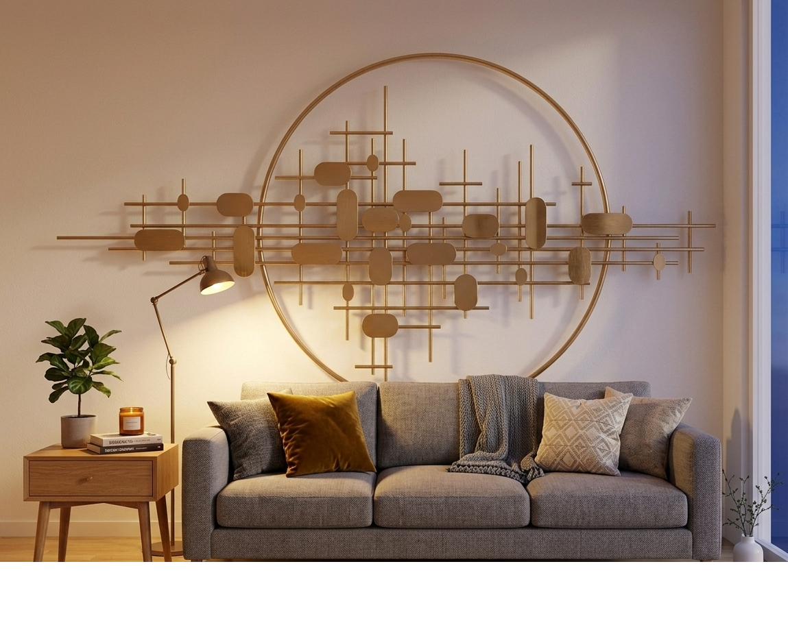 Modern Gold Metal Wall Art | Geometric Circle Design | Premium Home Decor