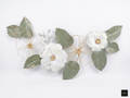 Metal Floral Wall Art Decor | Large 60x120 cm (24x48 inch) Sage Green & White Flower Wall Sculpture | Golden Accent Botanical Wall Hanging for Living Room, Bedroom & Entryway | Nature |